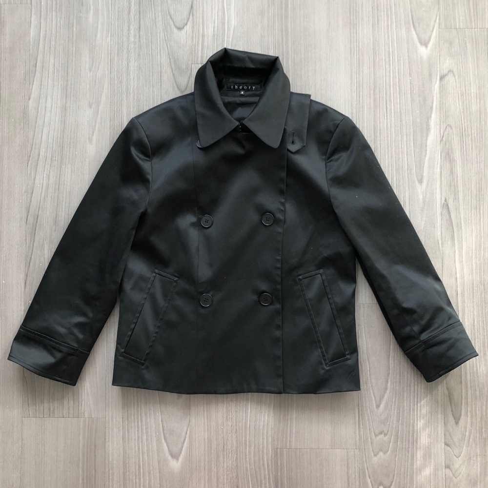 Theory Double Breasted Cropped Blazer Jacket